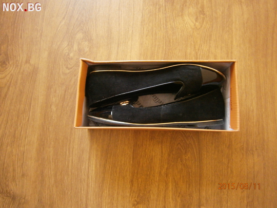Черни ниски обувки комбинация велур и лак  - 37 номер | Официални Дамски Обувки | Габрово