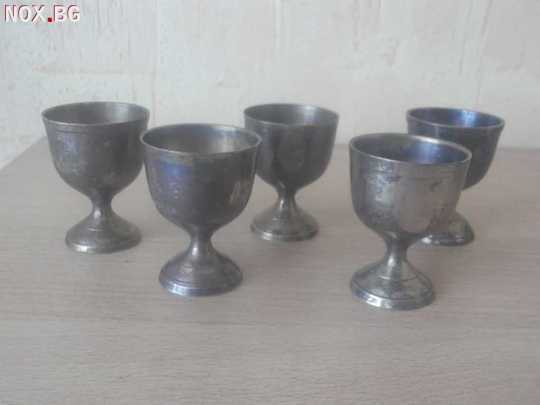 № 1517 - комплект стари малки метални чашки     - 5 броя | Колекции | Шумен