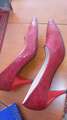Елегантни червени обувки от лак-шагрен.-Официални Дамски Обувки