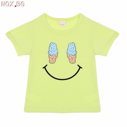 Нови Детски тениски за момиче момче сладолед розова зелена т | Детски Дрехи | Добрич