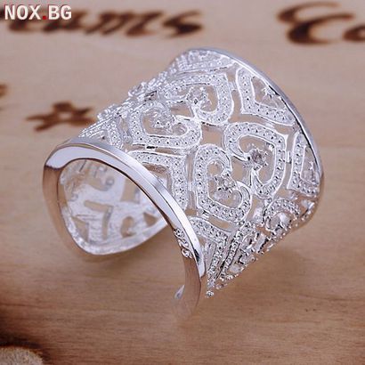 Дамски пръстен Сърца с камъчета сребърно покритие 925 масиве | Пръстени | Добрич