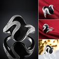 Дамски пръстен Черни вълни сребърно покритие 925-Пръстени