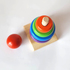 Занимателна играчка дървена пирамида с цветни рингове Монтесори | Детски Играчки  - Добрич - image 4