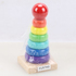 Занимателна играчка дървена пирамида с цветни рингове Монтесори | Детски Играчки  - Добрич - image 5