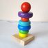 Занимателна играчка дървена пирамида с цветни рингове Монтесори | Детски Играчки  - Добрич - image 6