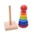 Занимателна играчка дървена пирамида с цветни рингове Монтесори | Детски Играчки  - Добрич - image 9
