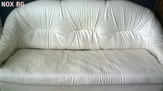 Тройка разтегателен диван от бяла еко кожа | Мебели и Обзавеждане | София-град