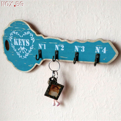 Декоративна дървена закачалка за ключове с форма на ключ | Дом и Градина | Добрич