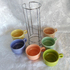 Комплект от 6 броя керамични чаши за кафе на метална стойка | Дом и Градина  - Добрич - image 1