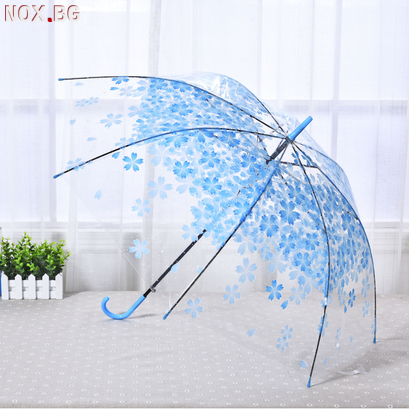 Автоматичен голям дамски чадър за дъжд прозрачен с принт на | Други Аксесоари | Добрич
