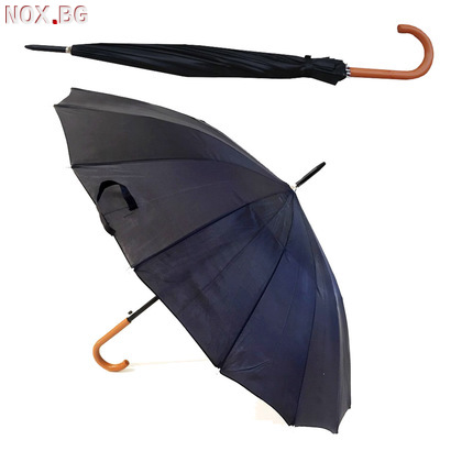 Класически автоматичен чадър за дъжд черен 16 ребра 98см | Други Аксесоари | Добрич