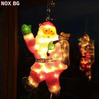 Светещ Дядо Коледа Коледна украса за стена прозорец 44 x 28с | Дом и Градина | Добрич