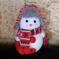 Коледна фигура Снежен човек с шапка шал и ръкавички H16см-Дом и Градина