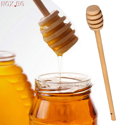 Дървена лъжица за мед с дълга дръжка бъркалка за мед 15см | Дом и Градина | Добрич