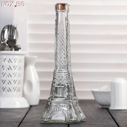 Сувенирна стъклена бутилка Айфелова кула декоративно шише за | Дом и Градина | Добрич