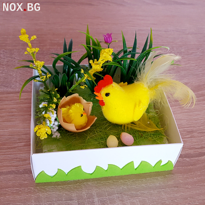 Декорация украса за Великден Кокошка с пиленце и яйца 12x10cм | Дом и Градина | Добрич