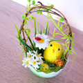 Великденска украса пиле в кошничка от яйце декорация за Вели-Дом и Градина