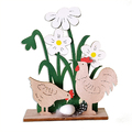 Дървена украса за Великден Петел и кокошка с яйце в градинка-Дом и Градина