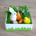 Великденско зайче с моркови и пиленце в градинка декорация у-Дом и Градина