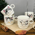 Комплект керамични чаши за кафе и чай на метална стойка Коте-Дом и Градина