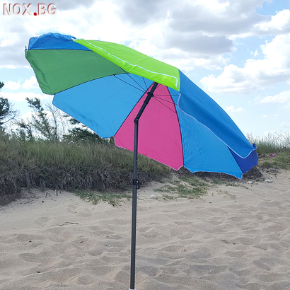 Голям плажен чадър с пречупване 200см диаметър регулираща в | Играчки и Хоби | Добрич