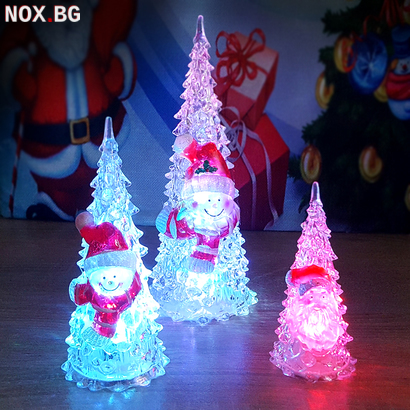 Светеща коледна елхичка с Дядо Коледа или Снежко 3 размера | Други | Добрич