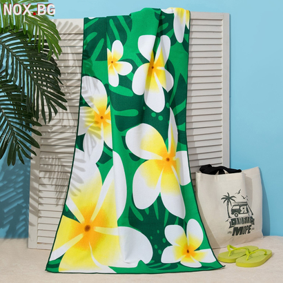 1338 Плажна кърпа зелена на цветя хавлия за плаж 70x140cm | Други | Добрич