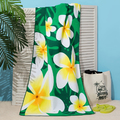1338 Плажна кърпа зелена на цветя хавлия за плаж 70x140cm-Други