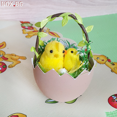 1405 Великденска украса пиле в кошничка от яйце декорация за | Дом и Градина | Добрич
