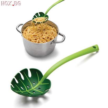 1469 Лъжица за спагети Зелено листо лъжица за салата сервира | Дом и Градина | Добрич