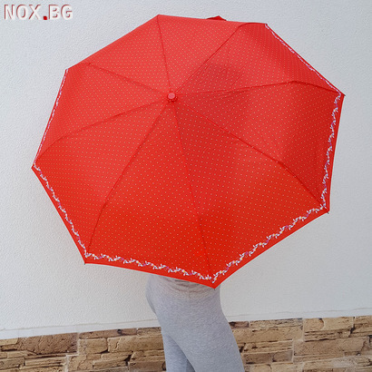 1538 Дамски автоматичен чадър за дъжд на точки с цветя двоен | Дом и Градина | Добрич