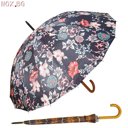 1763 Класически чадър за дъжд с принт на цветя и карета, 16 | Дом и Градина | Добрич