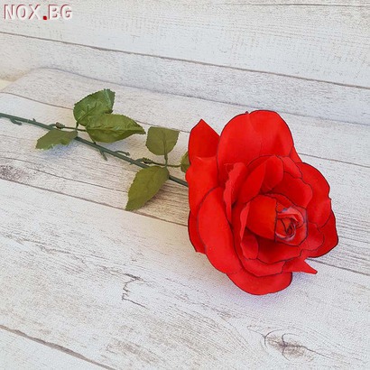 Изкуствена роза червена разцъфнала декорация за дом 60см | Дом и Градина | Добрич