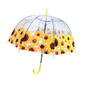 2180 Дамски чадър за дъжд прозрачен с принт на цветя 80см ди-Дом и Градина