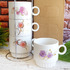 2238 Комплект керамични чаши на метална стойка Розови рози | Дом и Градина  - Добрич - image 3