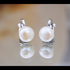 Обеци клипс с естествени бели перли, 7мм-8мм | Дрехи и Аксесоари  - София - image 0