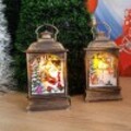 1187 Мини коледен фенер с Дядо Коледа и Снежко светеща колед-Дом и Градина