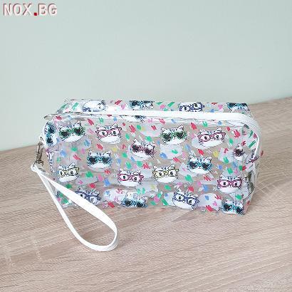 2509 Прозрачна козметична чантичка с принт на котки | Дом и Градина | Добрич