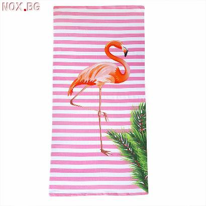 2866 Плажна кърпа Розово фламинго, 150×70 cm | Дом и Градина | Добрич
