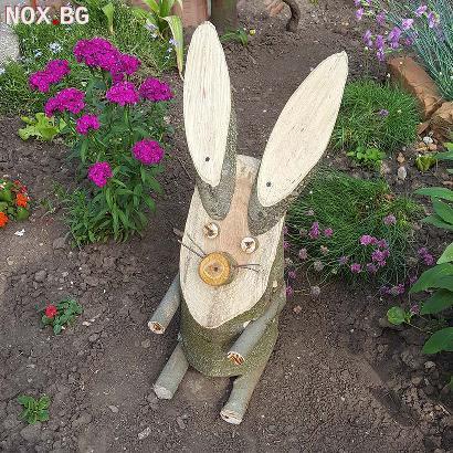 2906 Декоративно дървено зайче украса за градината | Дом и Градина | Добрич
