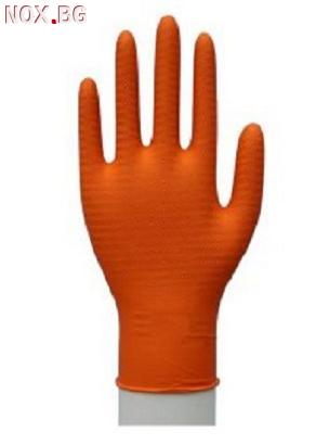 Оранжеви,индустриални, нитрилни ръкавици с релефна текстура | Части и Аксесоари | София-град