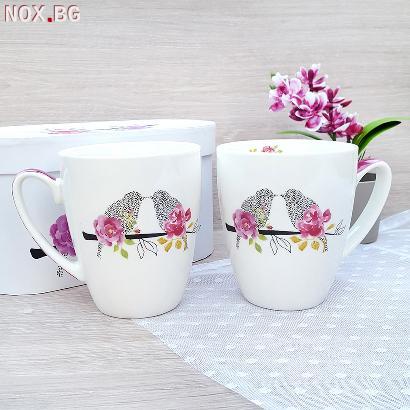 2953 Комплект керамични чаши за чай Влюбени врабчета, в кути | Дом и Градина | Добрич