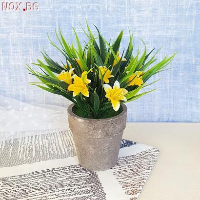 3102 Мини декорация Изкуствени цветя в саксия, 16 cm | Дом и Градина | Добрич