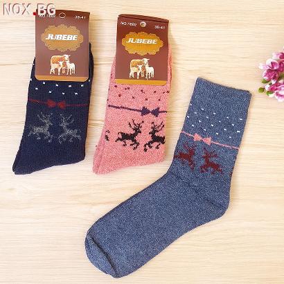 3159 Дамски зимни чорапи от ангорска вълна с декорация елени | Дом и Градина | Добрич
