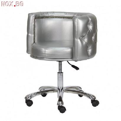 Козметичен стол - табуретка с облегалка Deco - сребриста/чер | Оборудване | Благоевград