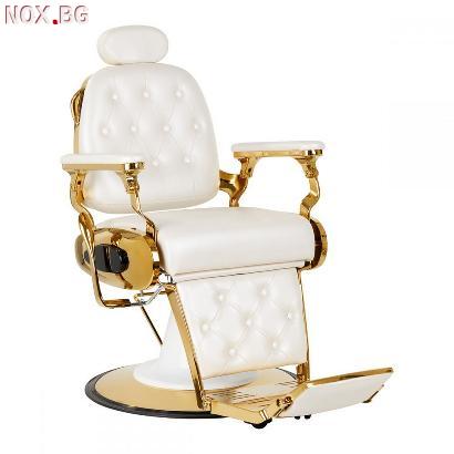 Бръснарски стол Francesco Gold - бял | Оборудване | Бургас