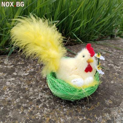 4613 Великденска украса Кокошка с яйца в гнездо, 6 см | Дом и Градина | Добрич
